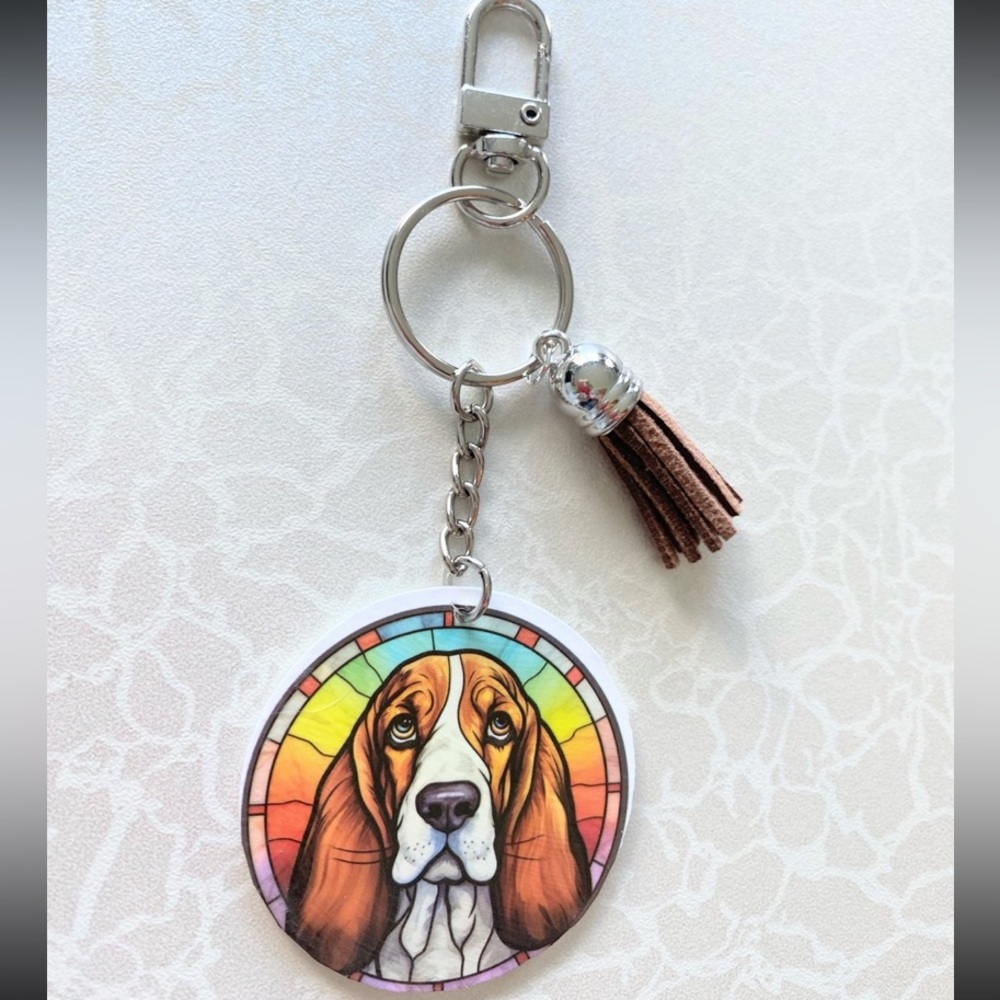 Colorful Beagle Dog Keychain with Tassel
